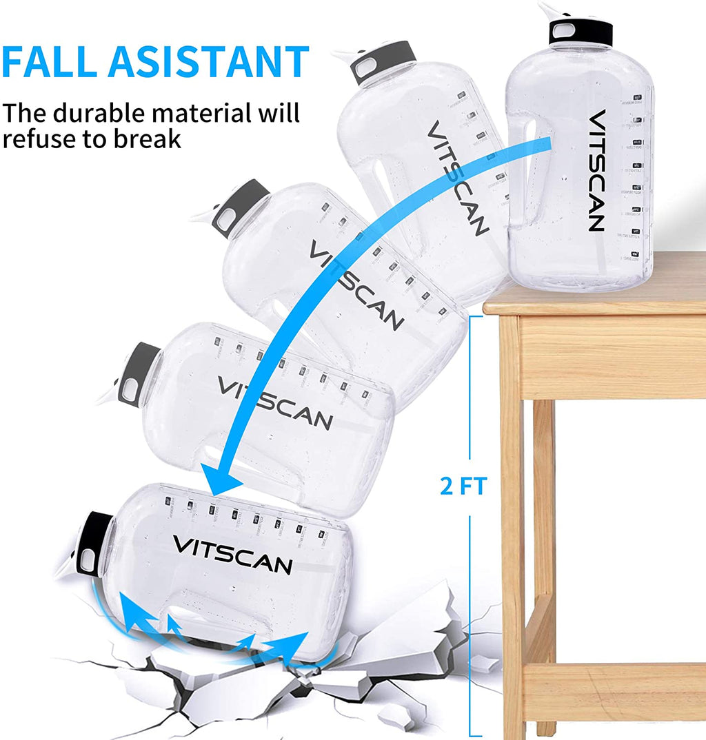 128 Oz Water Bottle with Straw and Time Marker, BPA Free Z985