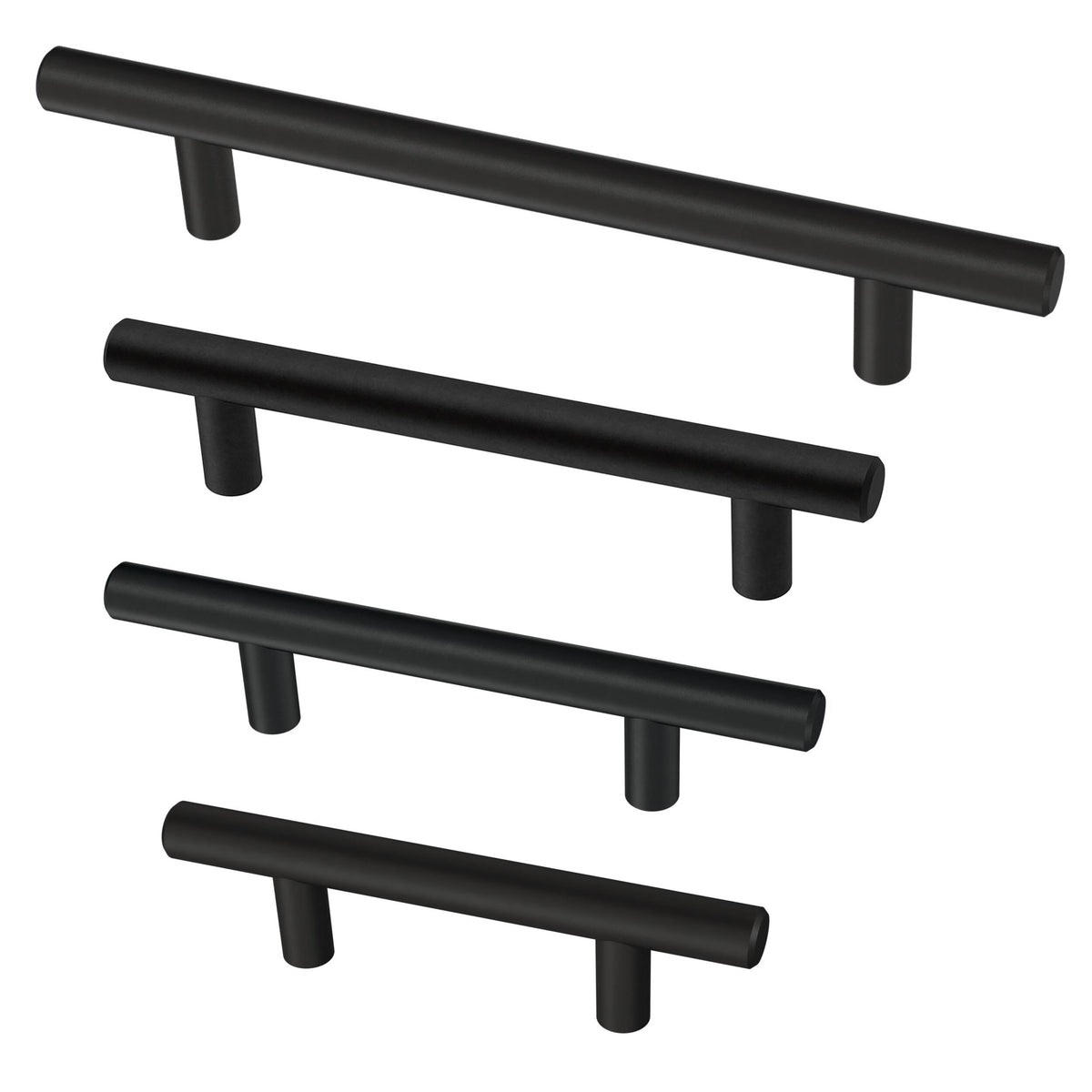 Matte Black Cylindrical Bar Drawer Pulls Y792