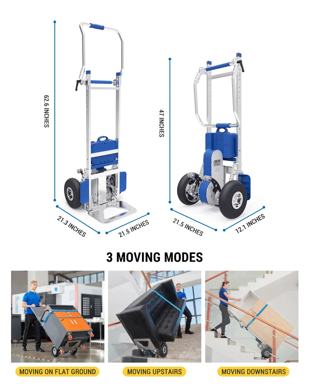 Electric Stair Climbing Hand Truck with Auto Edge Brake, 375LBS Capacity Aluminum Hand Truck L65892