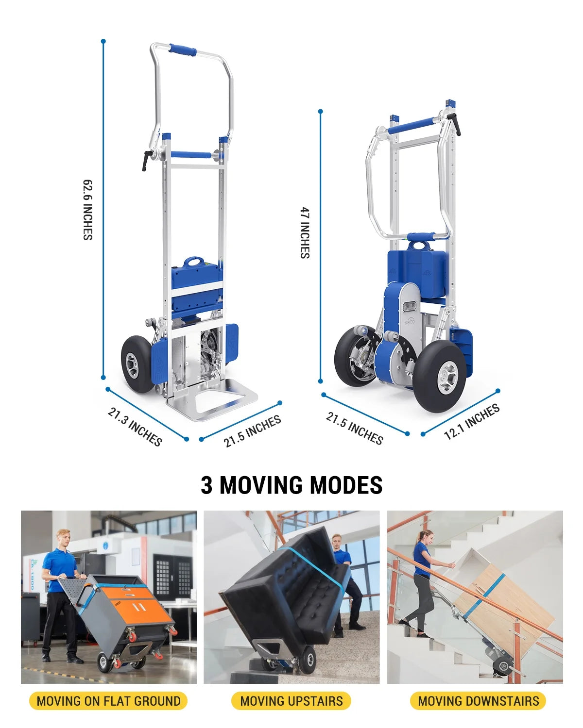 Electric Stair Climbing Hand Truck with Auto Edge Brake, 375LBS Capacity Aluminum Hand Truck L65892