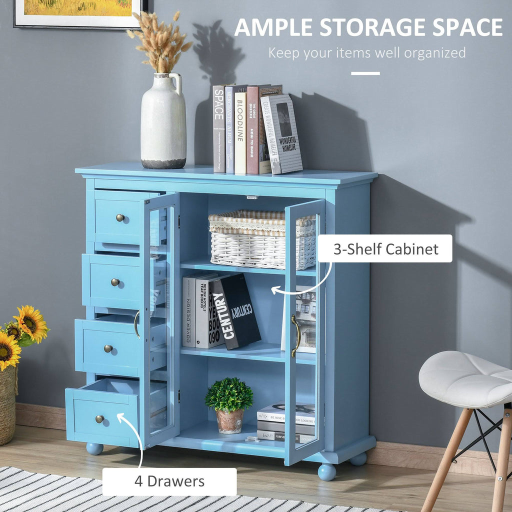 Storage Cabinet with 4 Drawers and Glass Door M729
