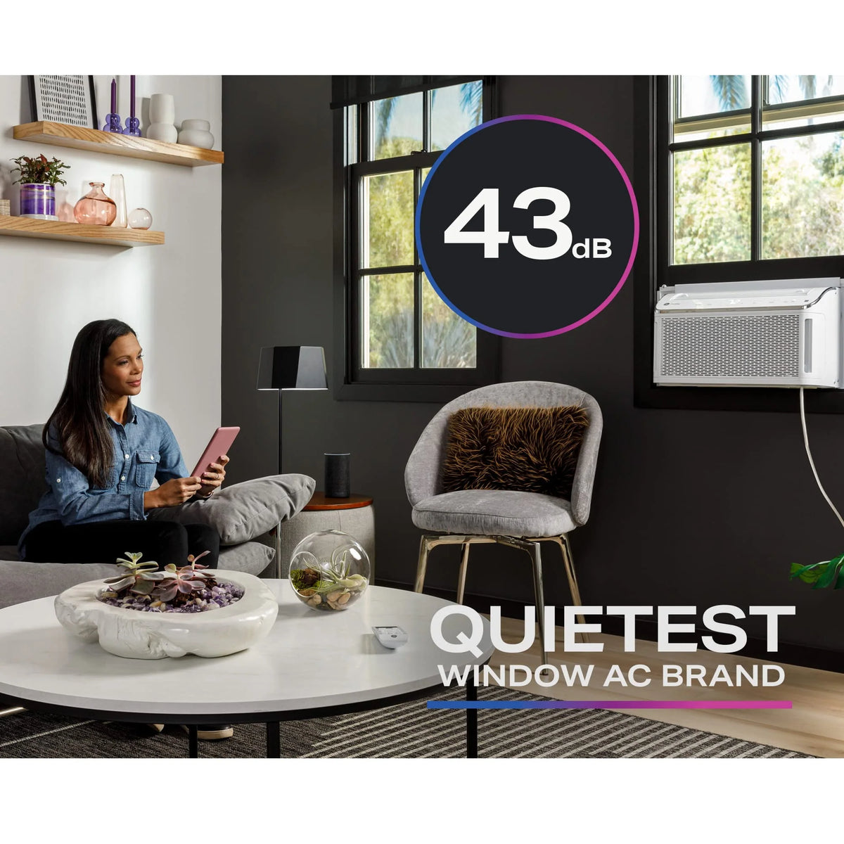 Ultra Quiet 8,200 BTU WiFi Enabled White Window Air Conditioner F6946