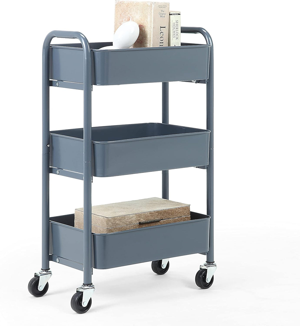3-Tier Rolling Metal Storage Cart with Caster Wheels X161792