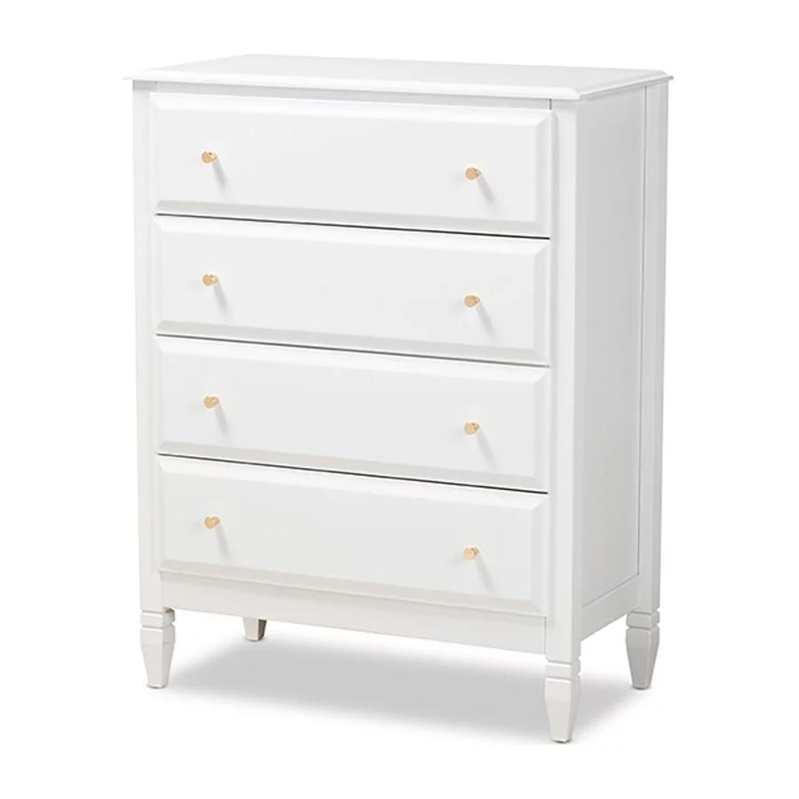 White 4-Drawer Wood Bedroom Chest J906893