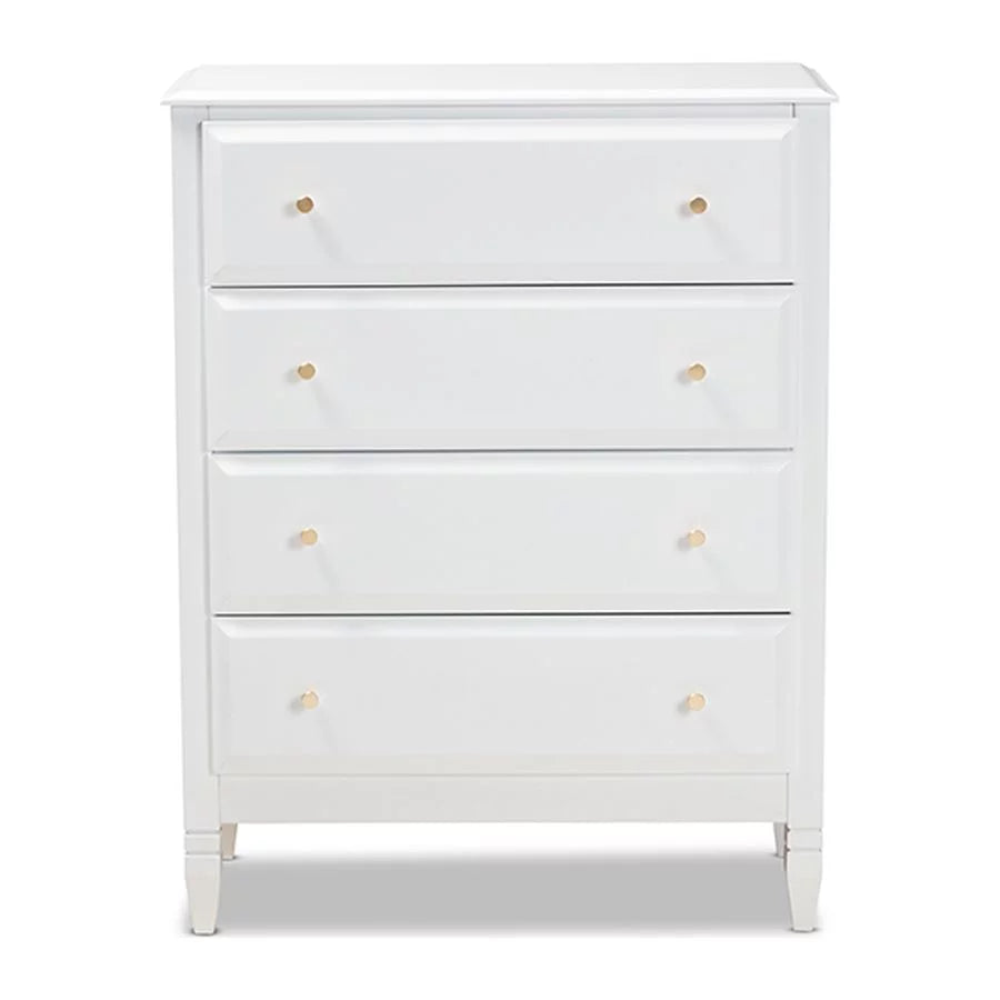 White 4-Drawer Wood Bedroom Chest J906893