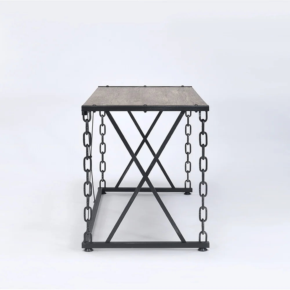 Rustic Oak and Antique Black Rectangular Desk C8725