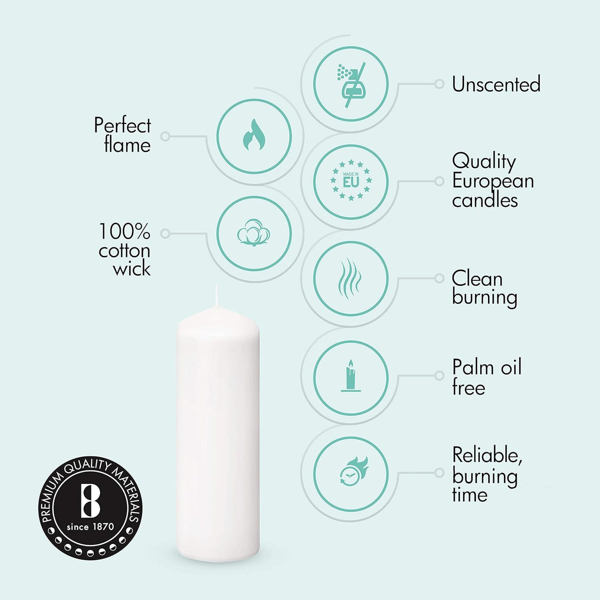 White Pillar Candles Set of 20 Unscented Dripless F491