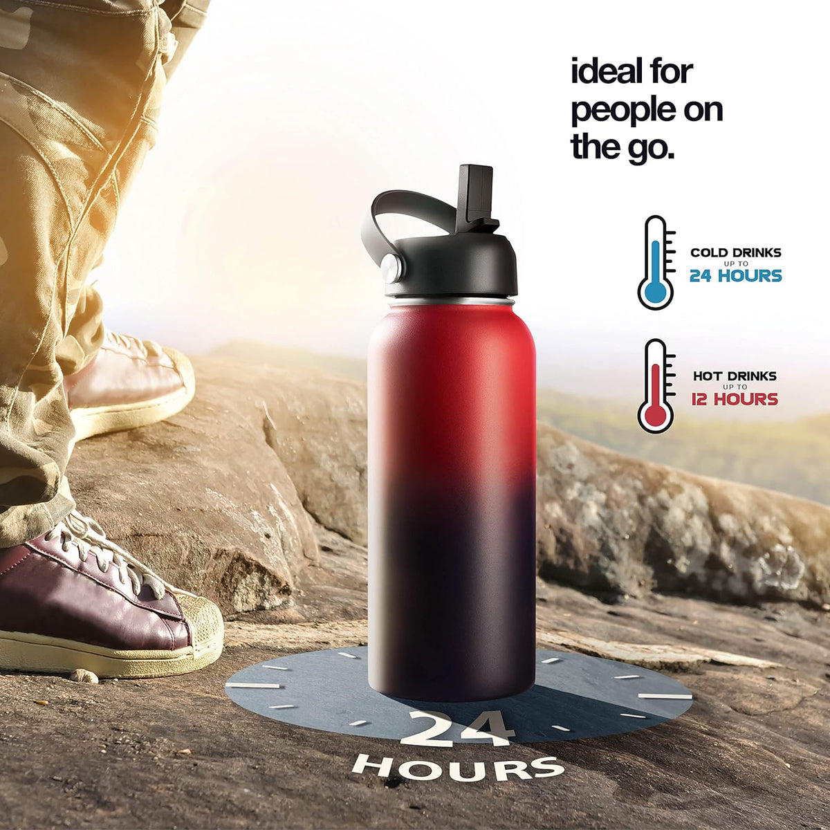 Stainless Steel Double Wall Insulated Sports Water Bottle, 40 OZ BPA Free F82126