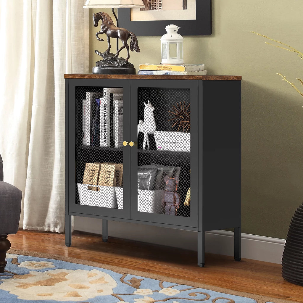 Metal Storage Cabinet with 2 Mesh Doors S59707