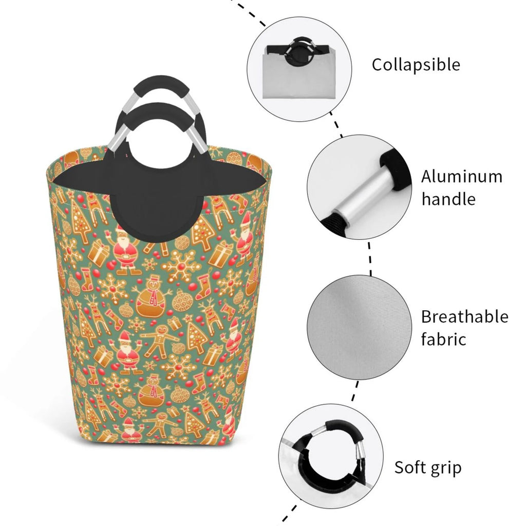 Large Collapsible Laundry Hamper with Aluminum Handle, 50L Q8160