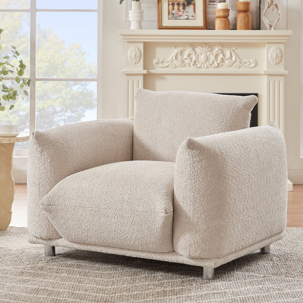 Down-Filled Oversized White Armchair R3457