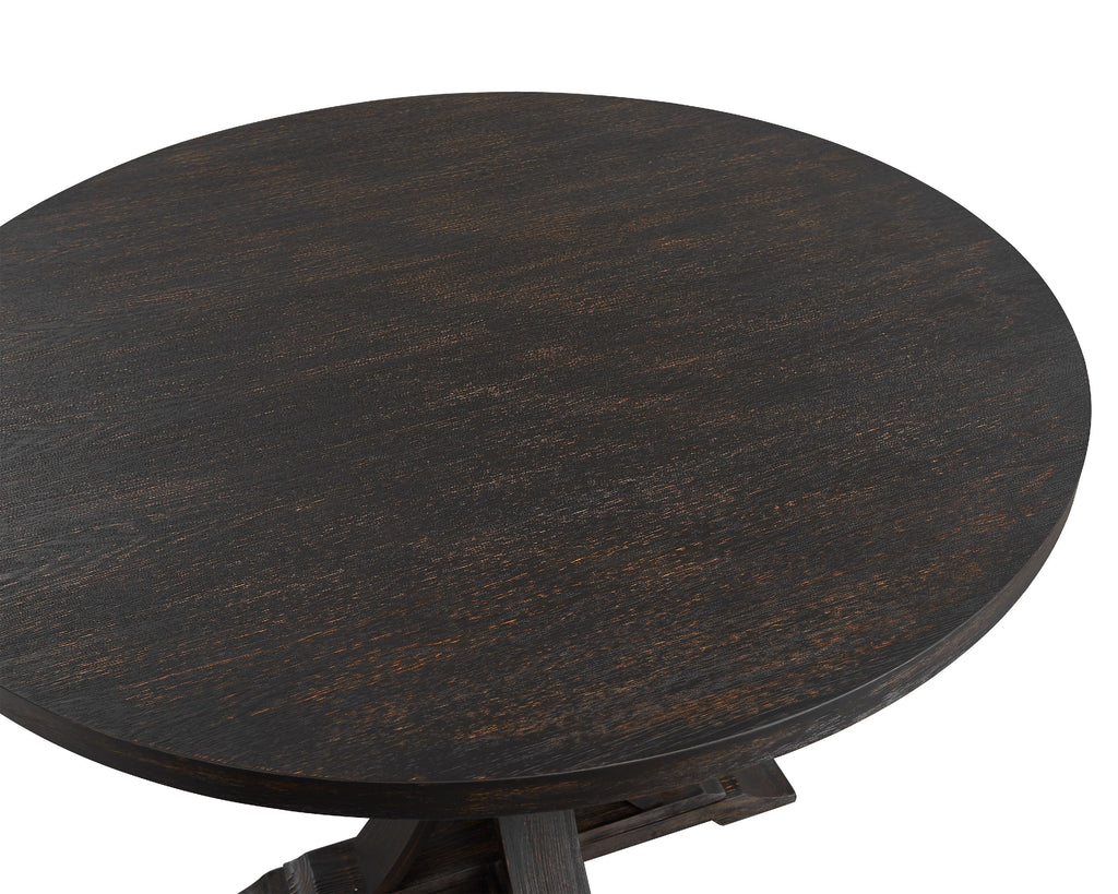 Distressed Black Finish Round Pedestal Dining Table J243