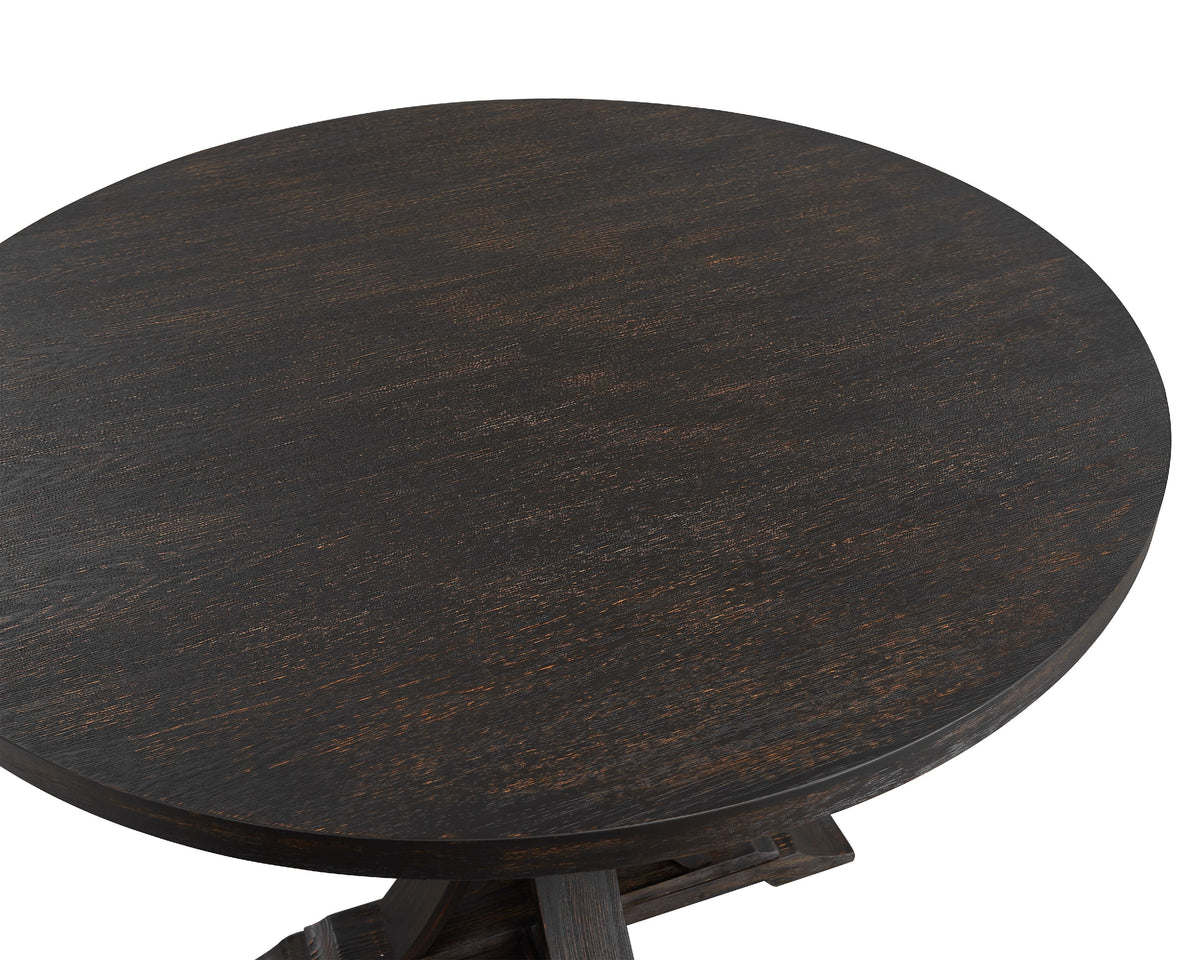 Distressed Black Finish Round Pedestal Dining Table J243