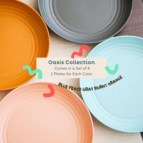 Deep Wheat Straw Dinner Plates Set of 8, Pastel 9" U7343
