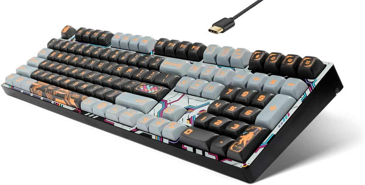 Wired 108 Keys Mechanical Gaming Keyboard with Macaron Theme Keycaps W11197