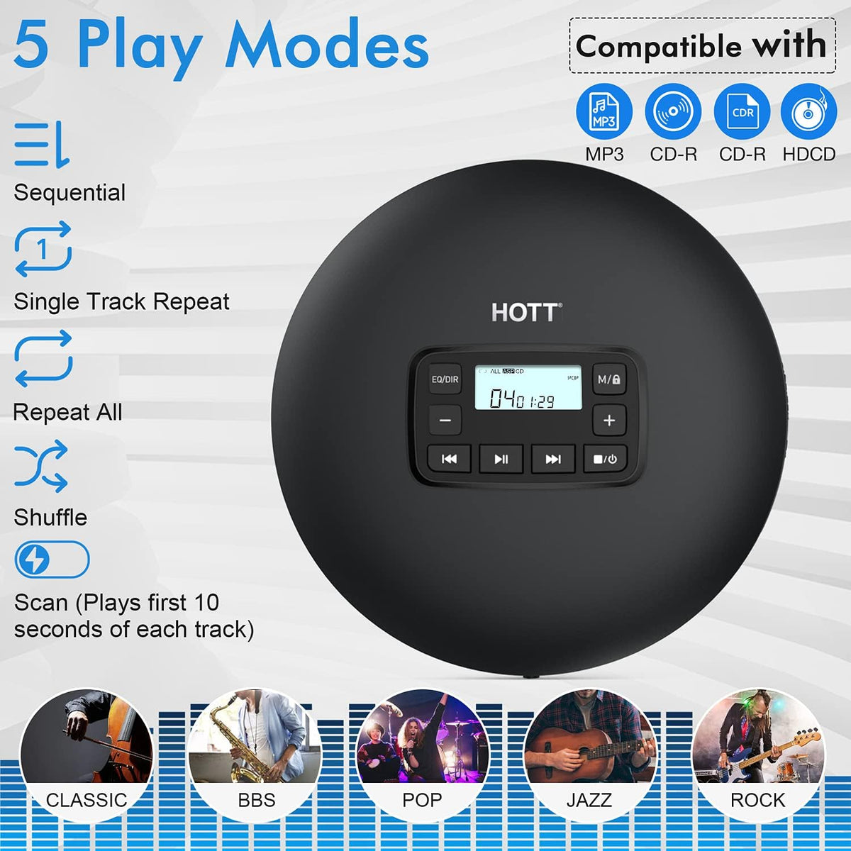 Portable CD Player with Headphones S4126