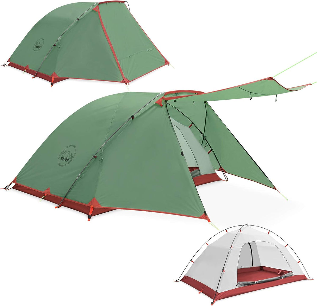 2/4 Person Waterproof Camping Tent with Porch Double Layer J2951