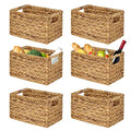 Set of 6 Natural Water Hyacinth Woven Storage Baskets with Built-in Handles V6628