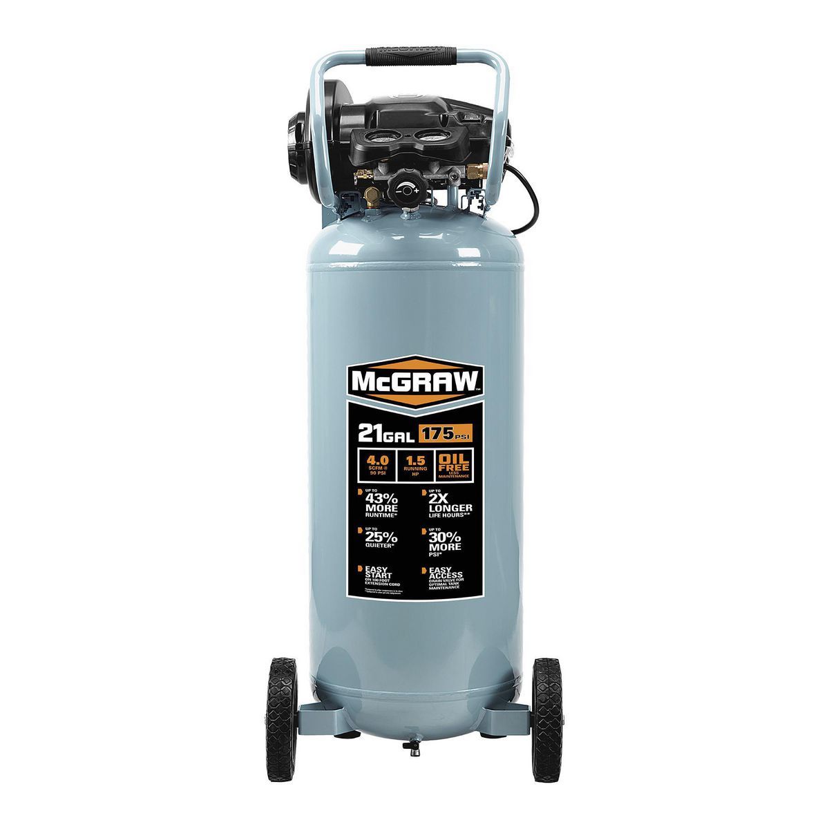 21 Gallon 175 PSI Oil-Free Vertical Air Compressor P4108