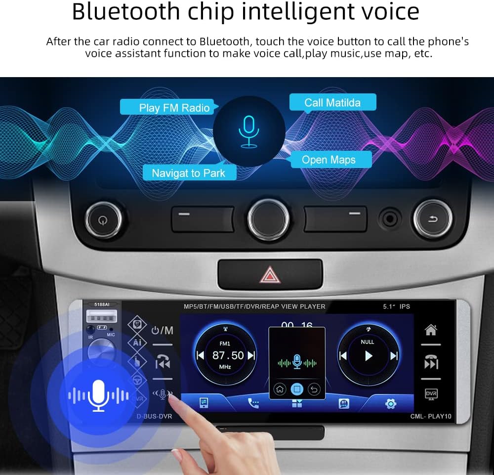 5.1 Inch Touchscreen Car Stereo with Bluetooth, Backup Camera, AM/FM Radio V5358