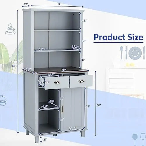 67" Freestanding Brown Cabinet with Drawers Shelves M280169