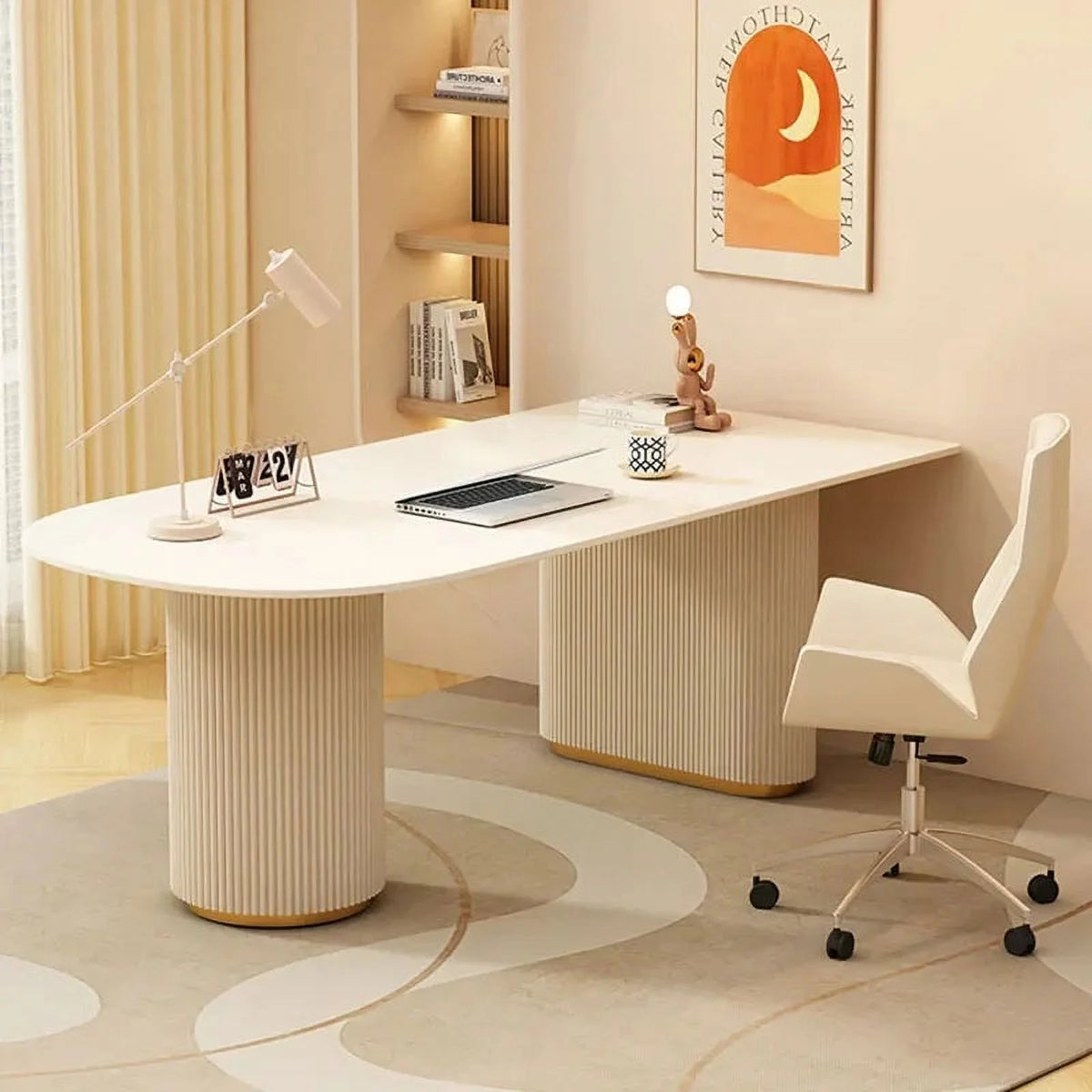 White Standing Computer Desk T351299