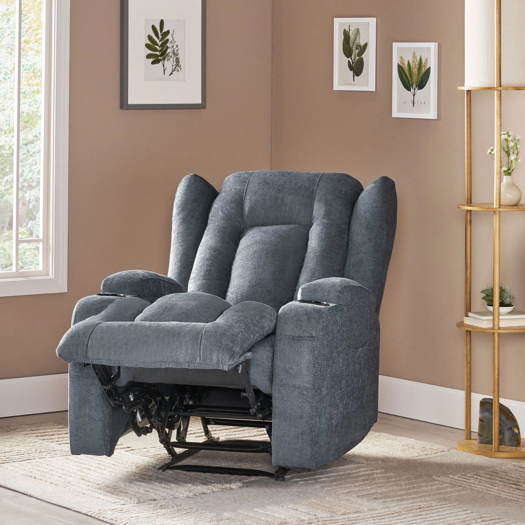 Charcoal Fabric Tufted Massage Recliner D605305