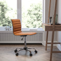 Brown Ribbed Swivel Task Office Chair W7744