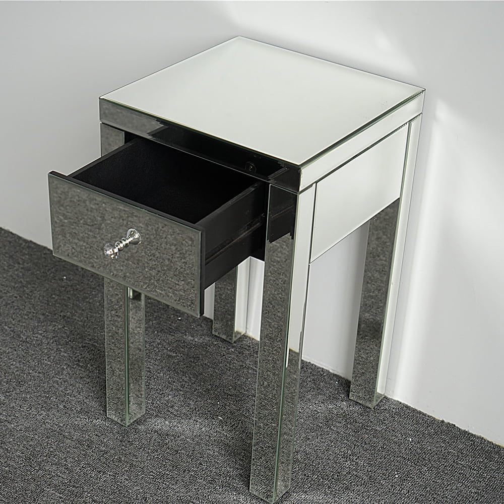 Mirrored End Table with Drawer A545