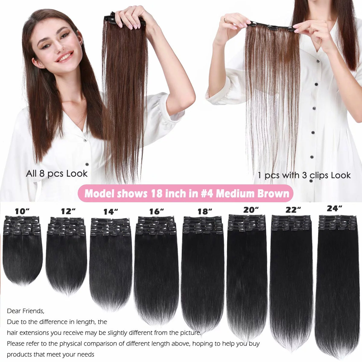Human Hair Extensions Clip In Natural Blonde Straight H4075