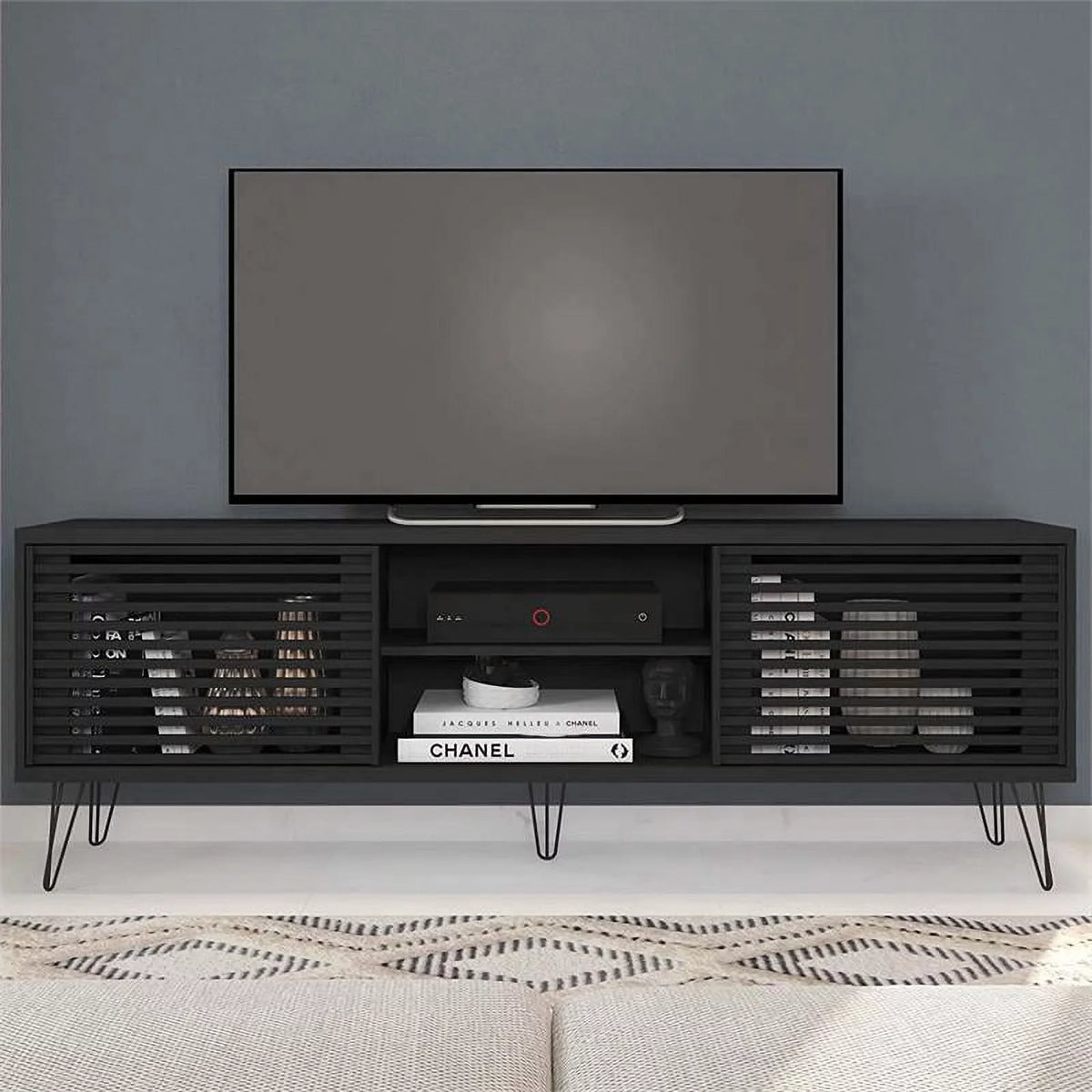 Black Mid-Century Modern TV Stand A8900
