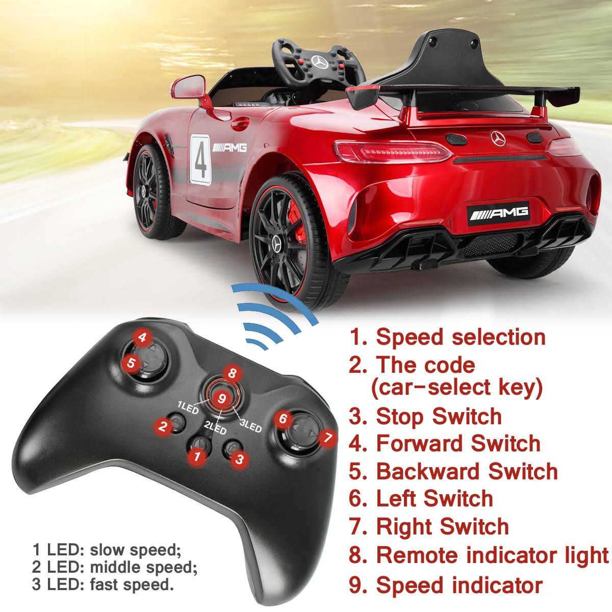 Red 12V Electric Ride on Car P797418