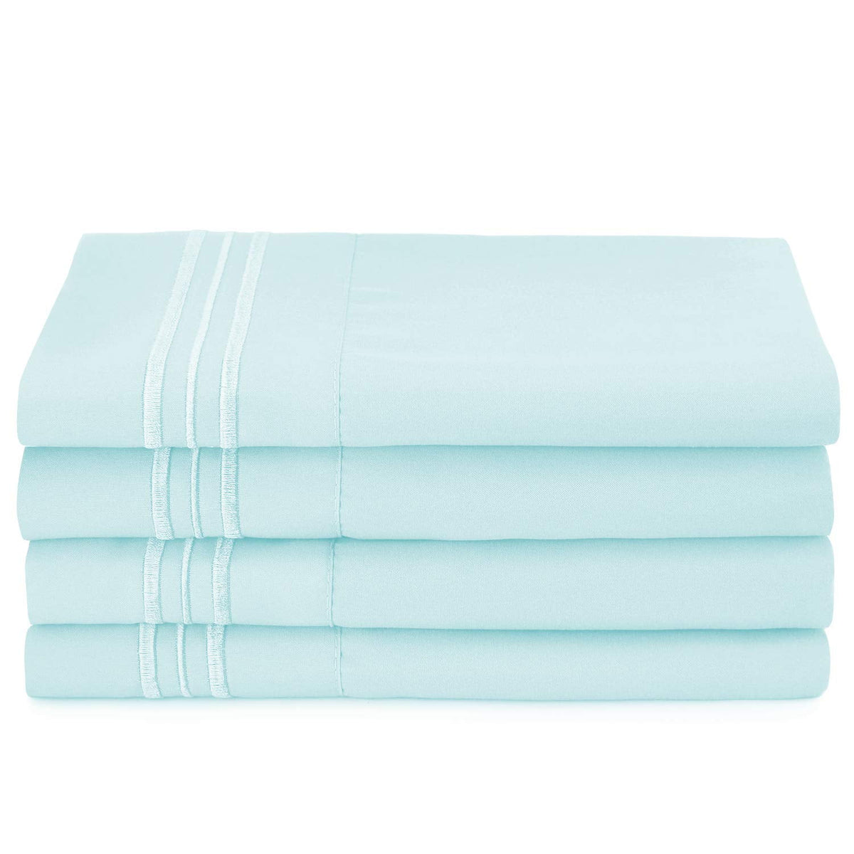 6 Piece Full Microfiber Bed Sheet Set with Extra Pillowcases, Deep Pockets Fitted Sheet, Aqua Light Blue O910732
