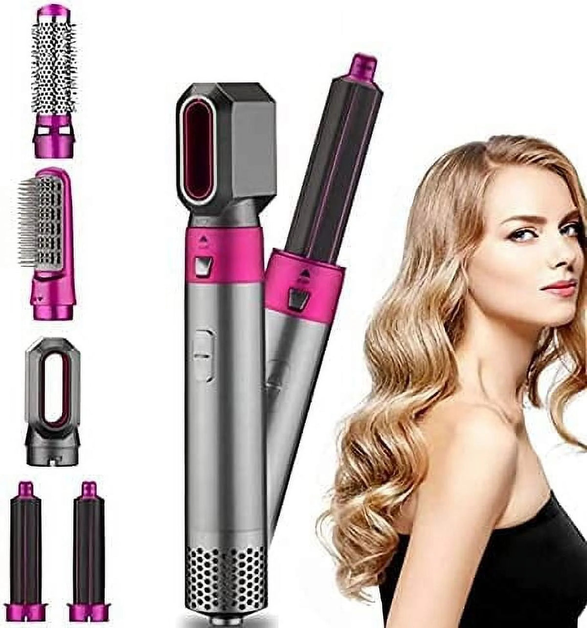 Purple 5-in-1 Electric Hair Dryer Brush with Detachable Brush Heads O40288