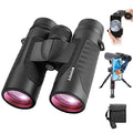 12x42 HD Waterproof Binoculars with Phone Adapter and Tripod B529