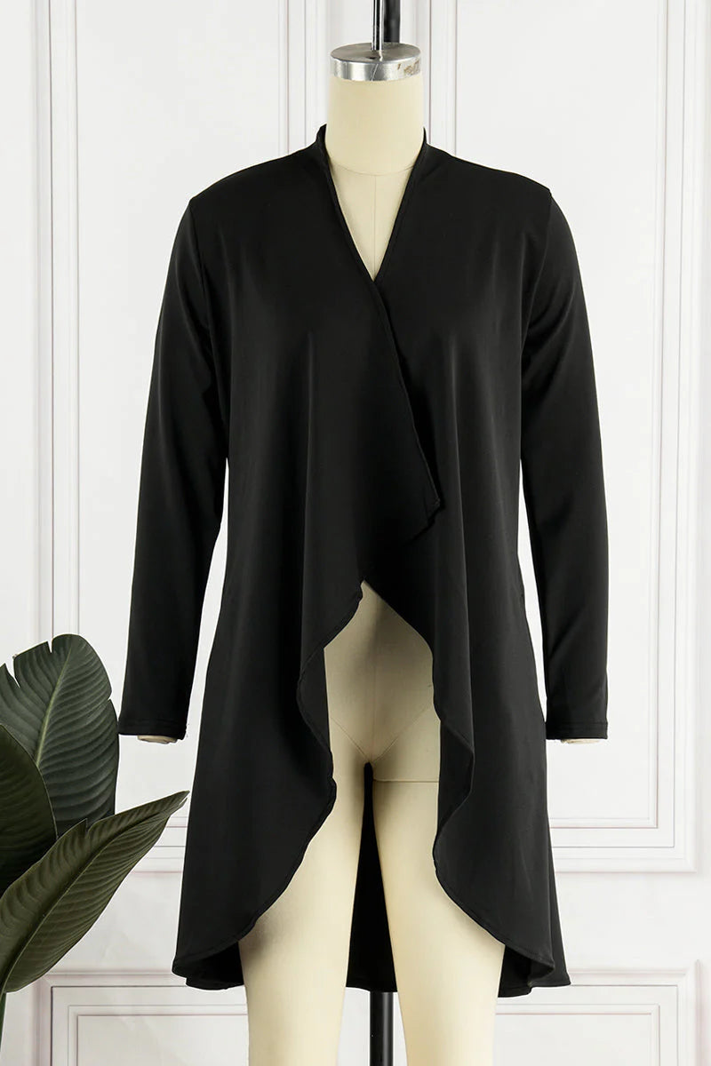 Casual Solid Patchwork Turndown Collar Outerwear Q533