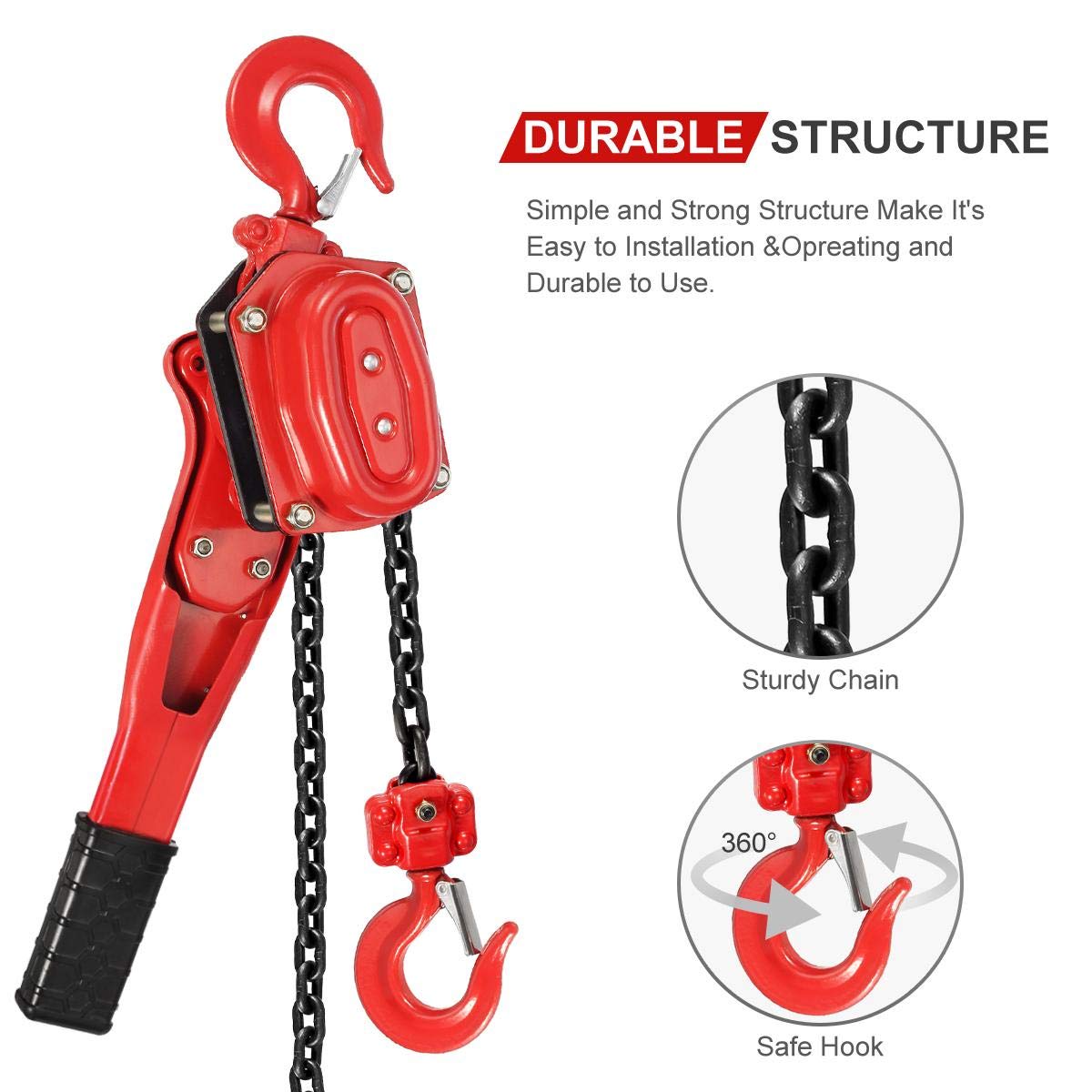 3300LBS Capacity Lever Hoist Come Along with 2 Heavy Duty Hooks, Pack of 2 G58918