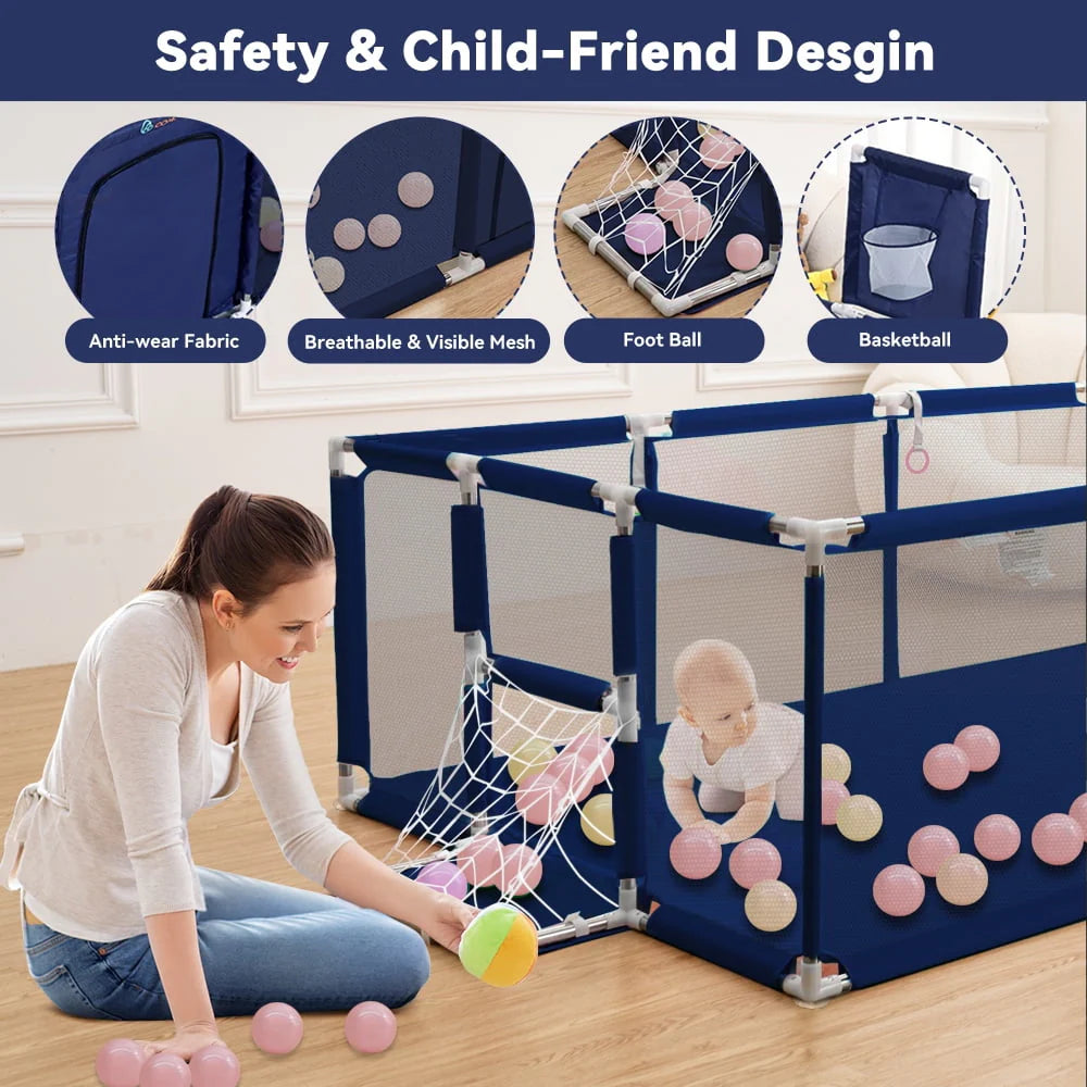 71x48inch Large Gray Baby Playpen R305631