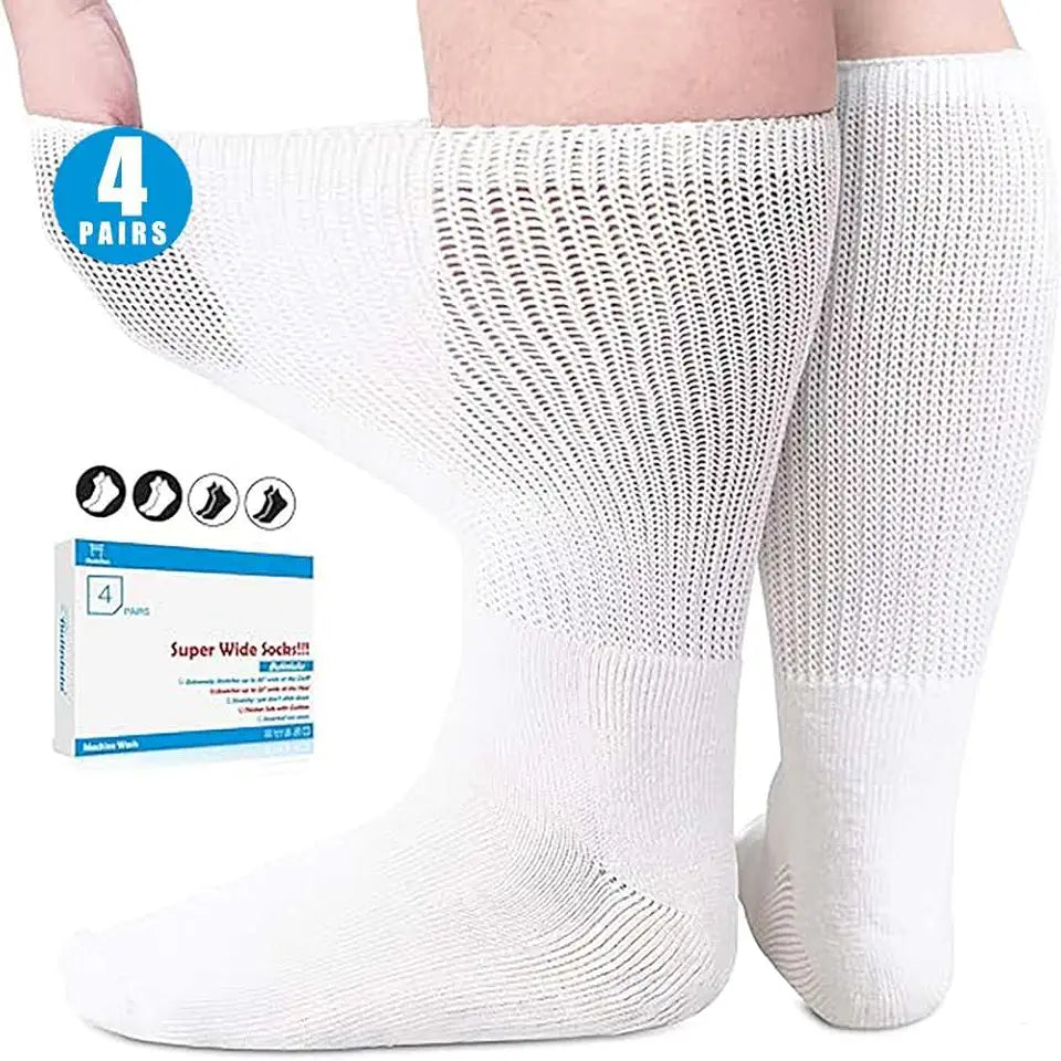 Extra Width Socks 4 Pairs Black White B637129