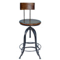 34" Brown and Black Adjustable Stool with Curved Back Z150722