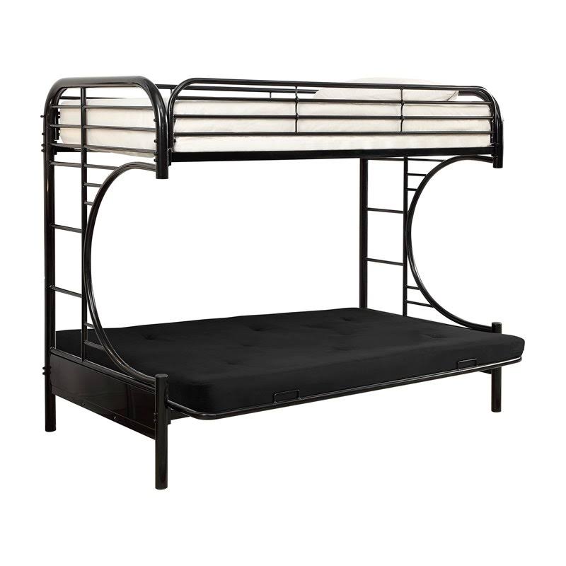 Black Metal Twin Over Futon Bunk Bed W934303