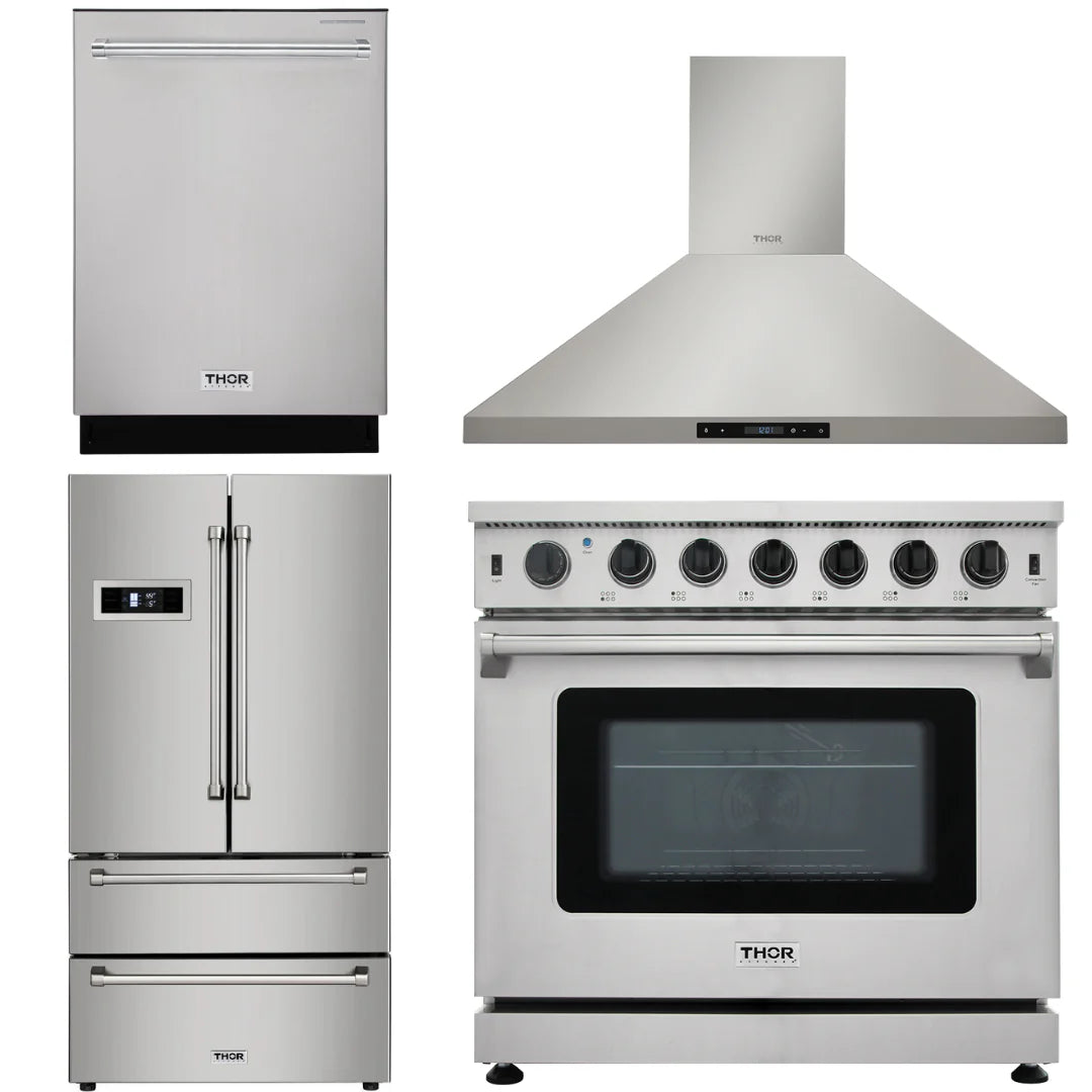 Natural Gas Range, Range Hood, Refrigerator, Dishwasher F900