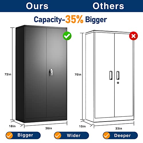31.5" H Black Steel Lockable Storage Cabinet with 2 Adjustable Shelves V64165