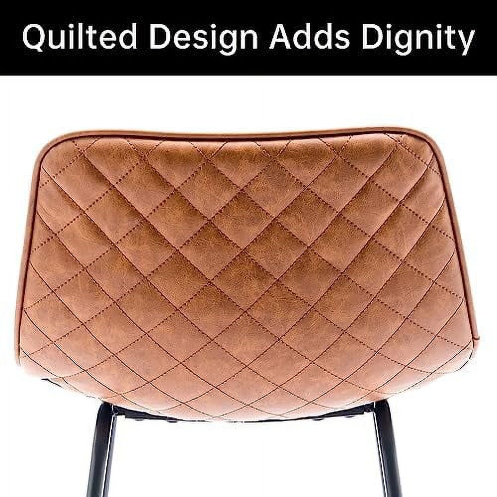 Faux Leather Dining Chairs Set of 2 Barstools with Backs Y8002