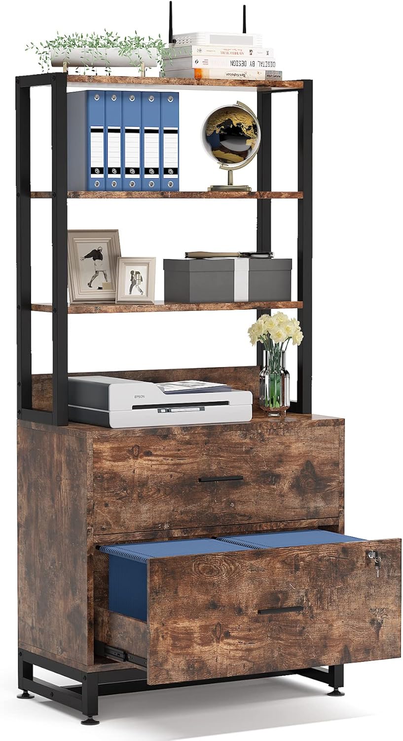 2 Drawer Lateral File Cabinet with Lock, Black B57029