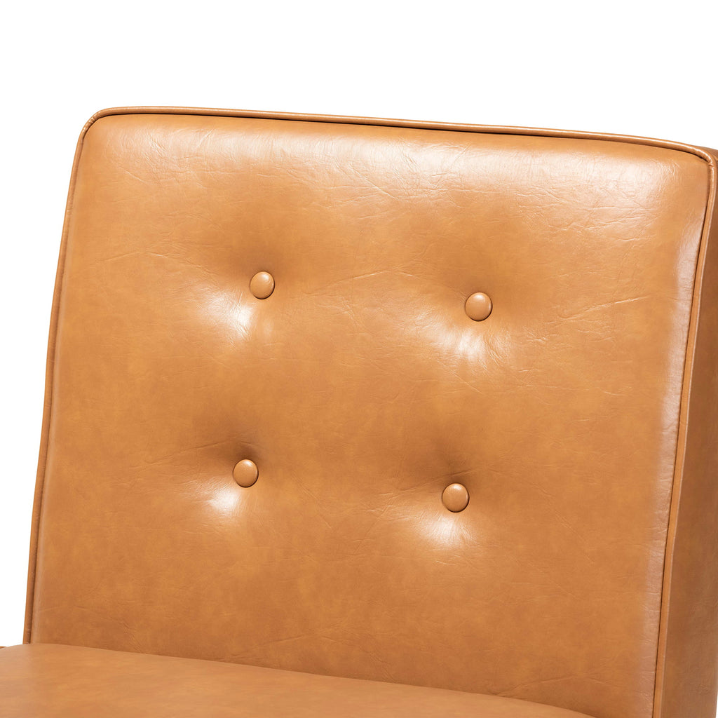 Tan Faux Leather Upholstered Wood Dining Chair I225