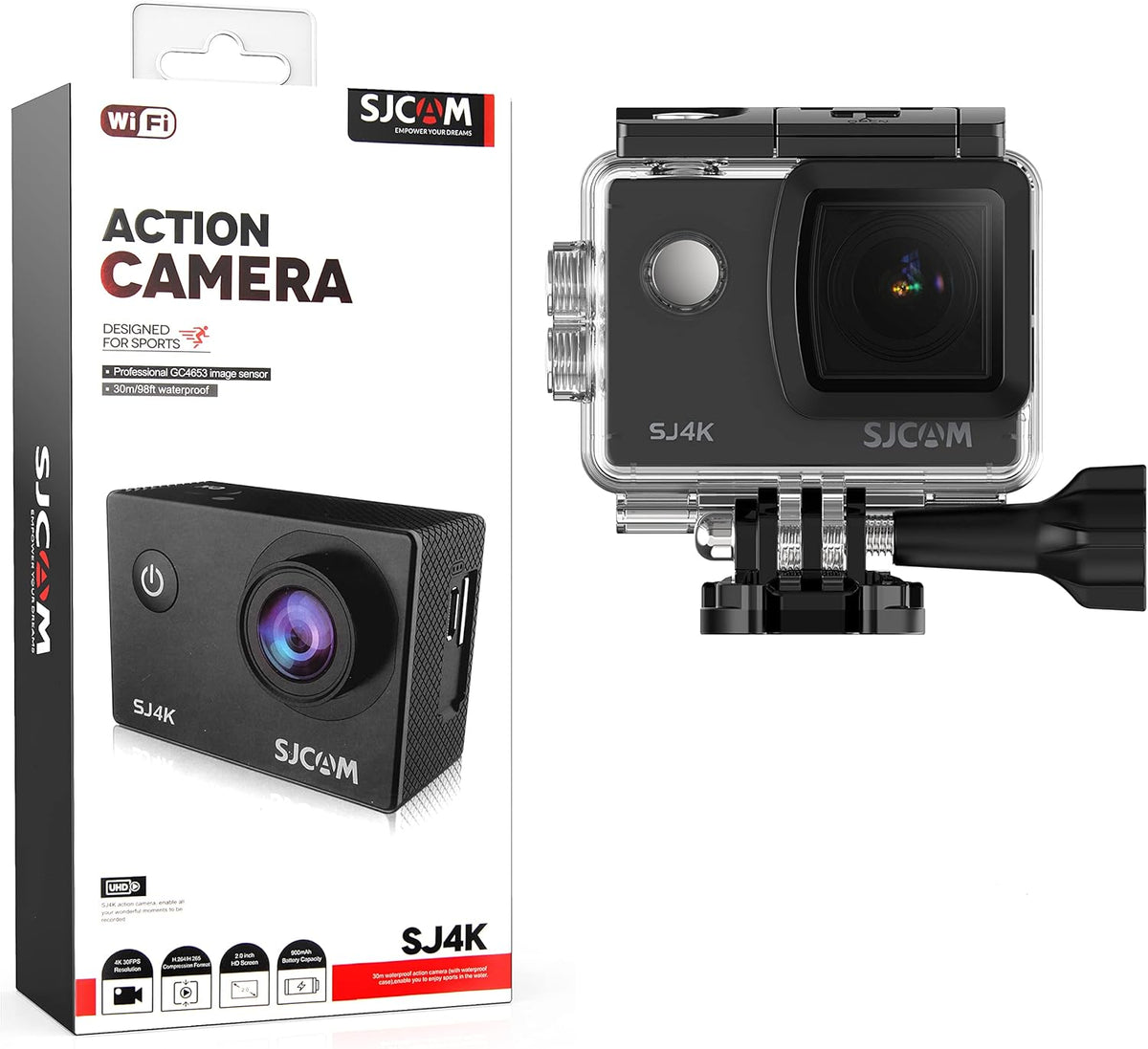4K30FPS Action Camera with Case Pack of 2 A51502