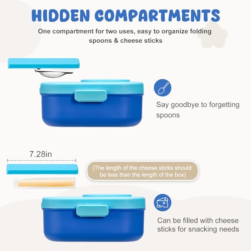 Bento Lunch Box for Kids, 4 Compartments, 12oz Soup Thermo, BPA Free, Leak proof, Blue Q91991