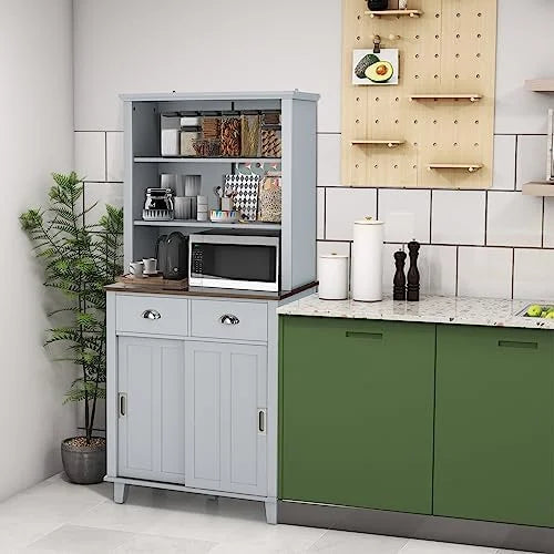 67" Freestanding Brown Cabinet with Drawers Shelves M280169