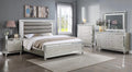 4pc King Size Upholstery LED Bed Dresser Mirror Nightstand Wooden Furniture Set M302